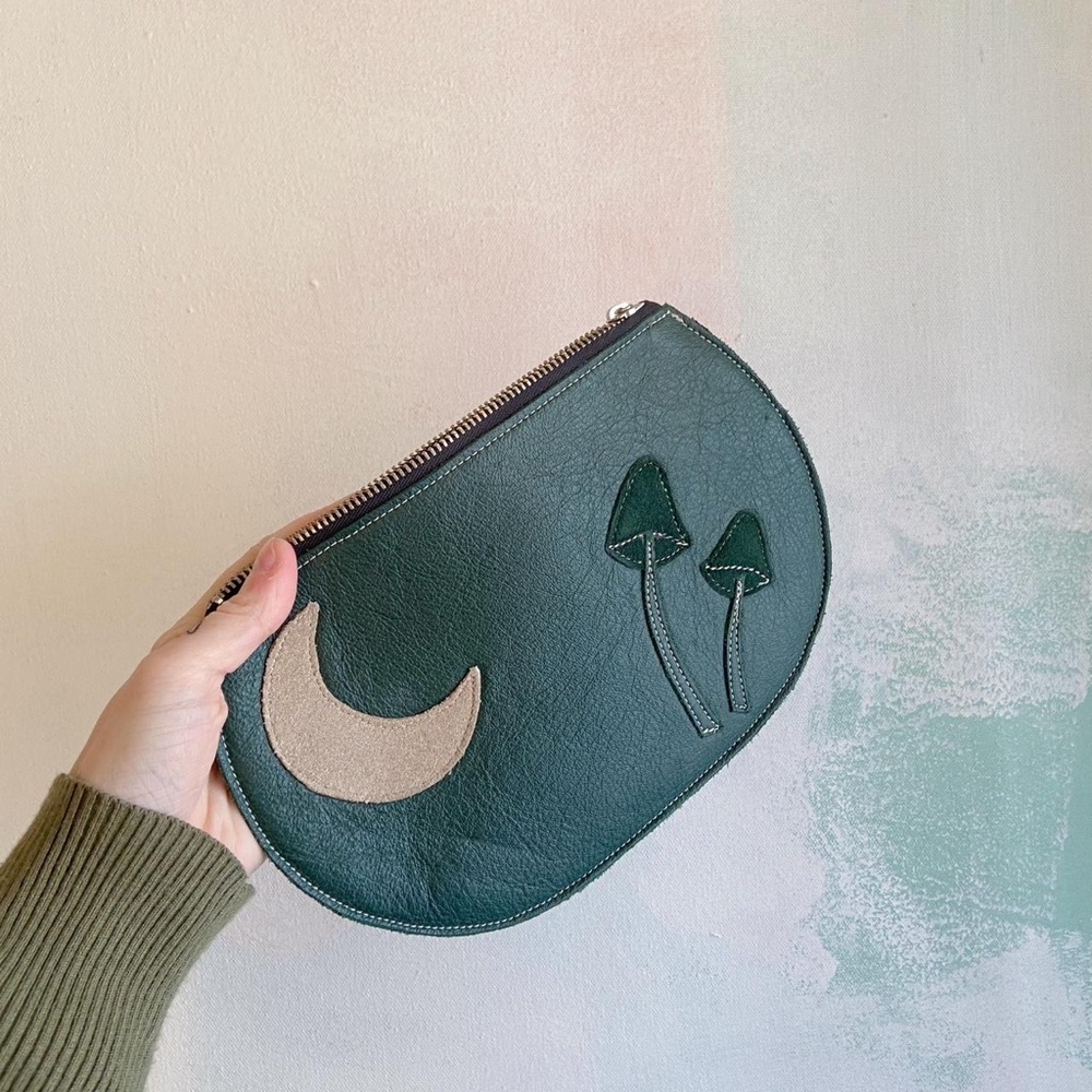 Mushroom and crescent moon clutch/purse